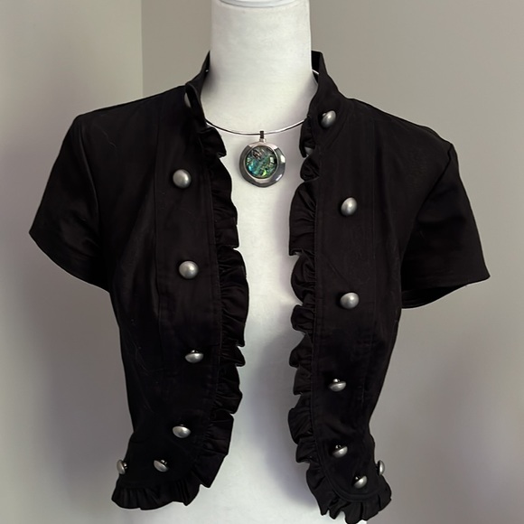 Robert Lee Morris Soho RLM, silver, and Abalone round choker necklace - Picture 5 of 8